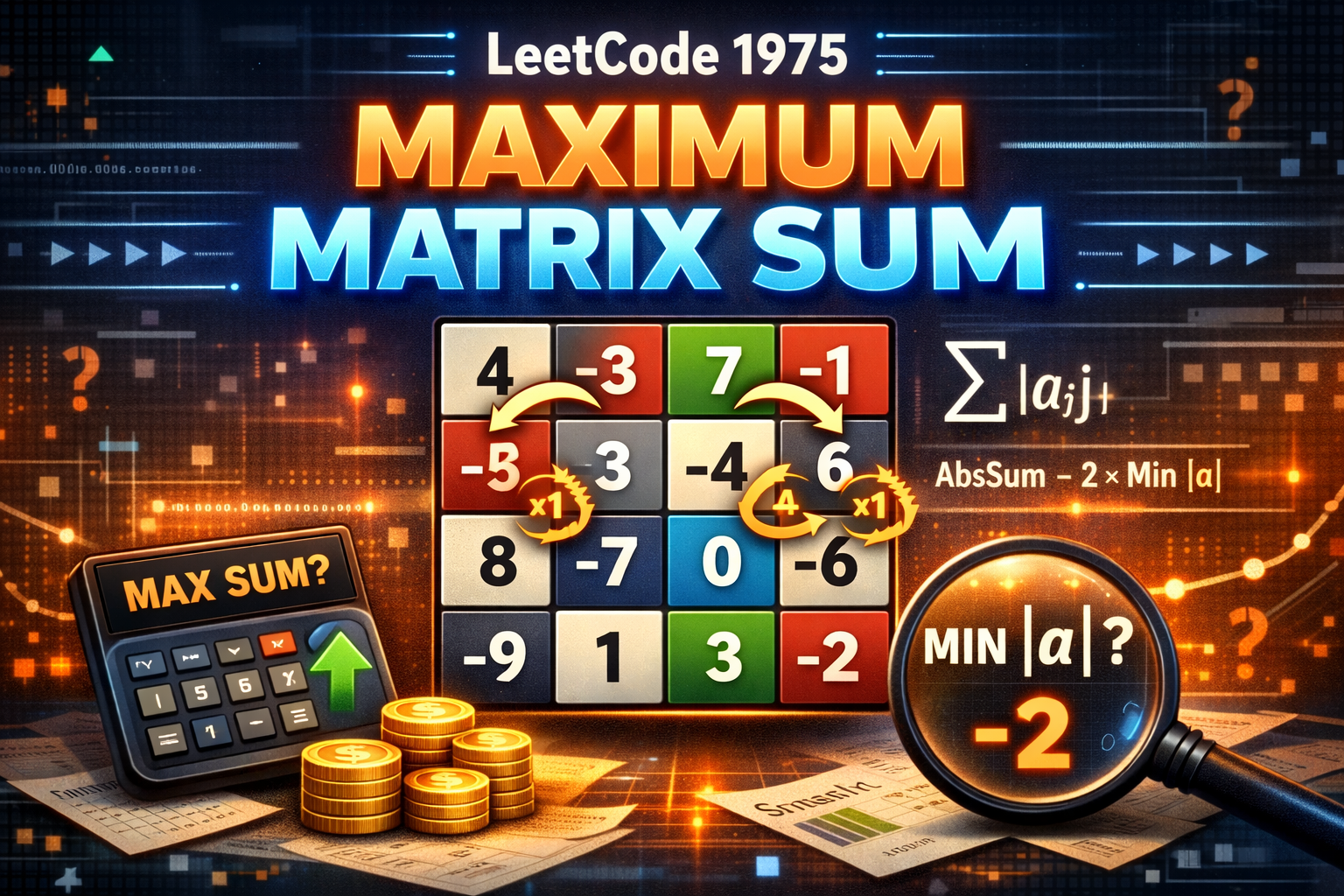LeetCode 1975: Maximum Matrix Sum Explained | Optimal Solution & Code